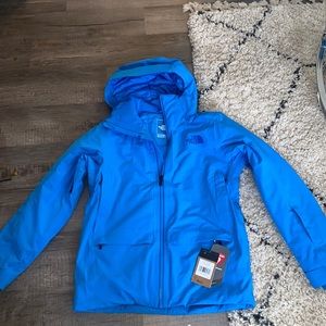 Bright blue ski jacket